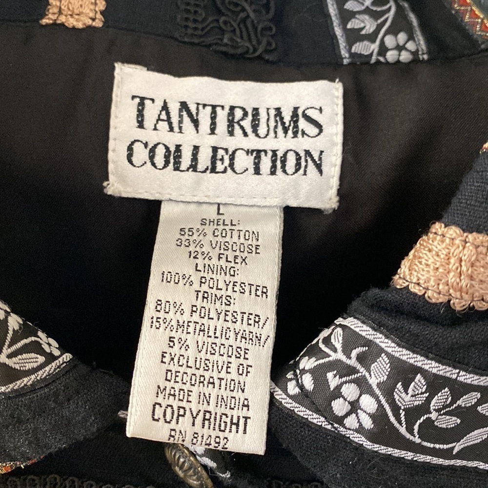 Vintage Tantrums Silk metallic Blazer Jacket Womens L Ribbon Artsy Art to wear - Picture 3 of 7